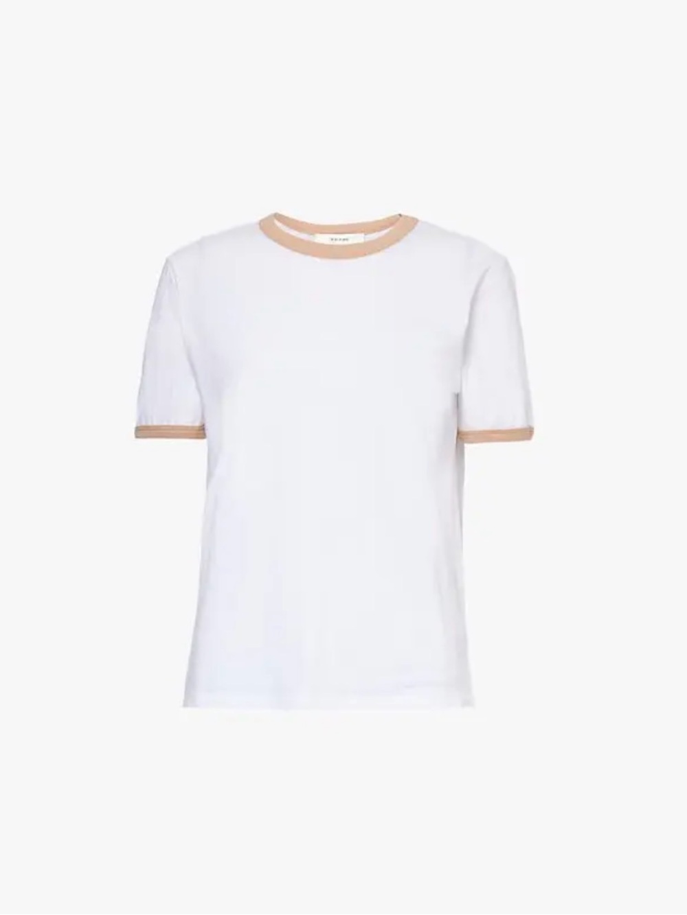 FRAME White Tee with Beige Trim Ringer T-Shirt